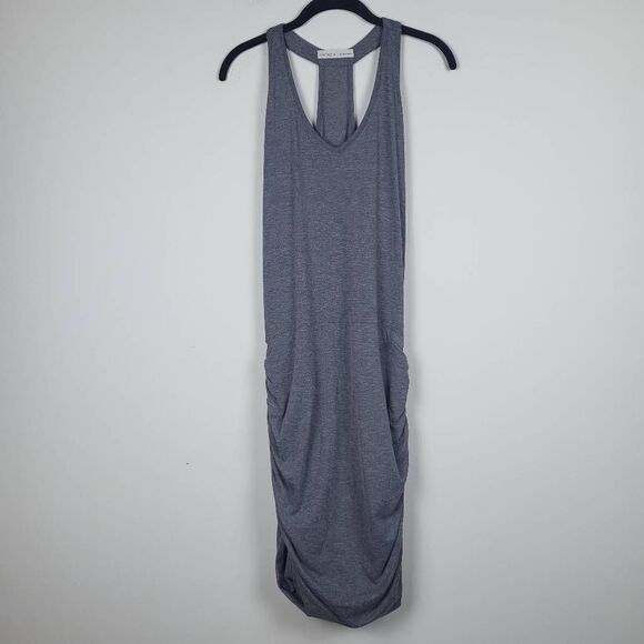 Athleta Dresses & Skirts - Athleta Womens Medium Maxi Tank Dress Gray Racerback Ruched Sides Stretch